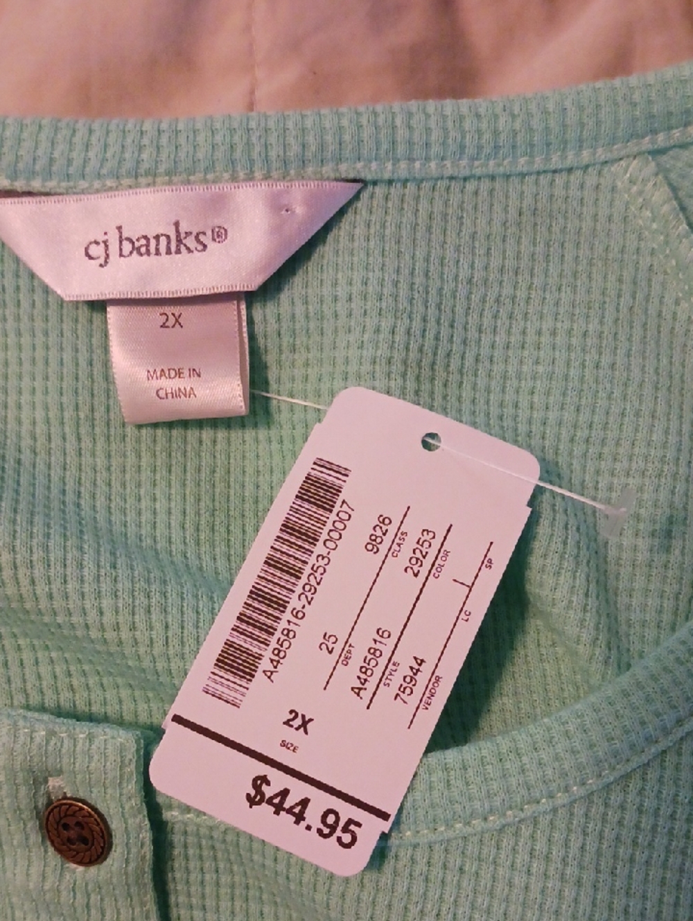 NWT Women's Cj Banks Pull Over Long Sleeve 6 Button 1/2 Rounded Neckline Top - Picture 5 of 8